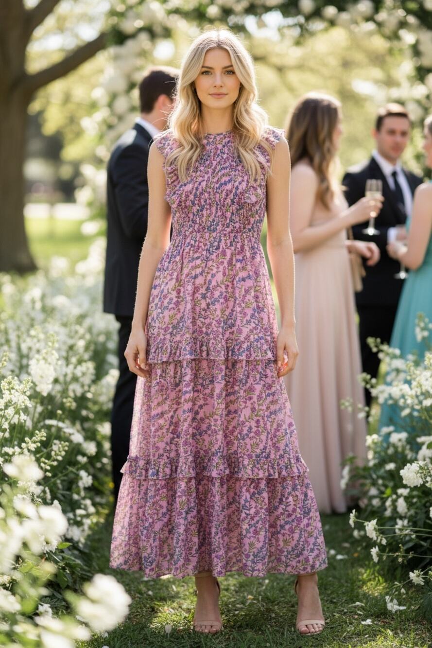 BANJANAN DRESS PURPLE MILKMAID WEST COUNTRY COASTAL COTTAGECORE FLORAL COQUETTE